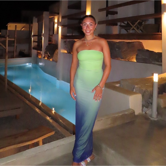 OMBRE STRAPLESS MAXI DRESS - Picture 1 of 4